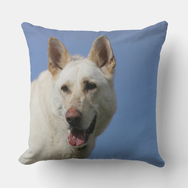 White German Shepherd Throw Pillow (Front)