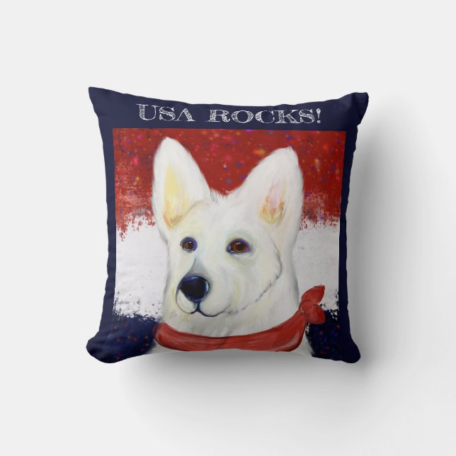  White German Shepherd  Throw Pillow (Front)