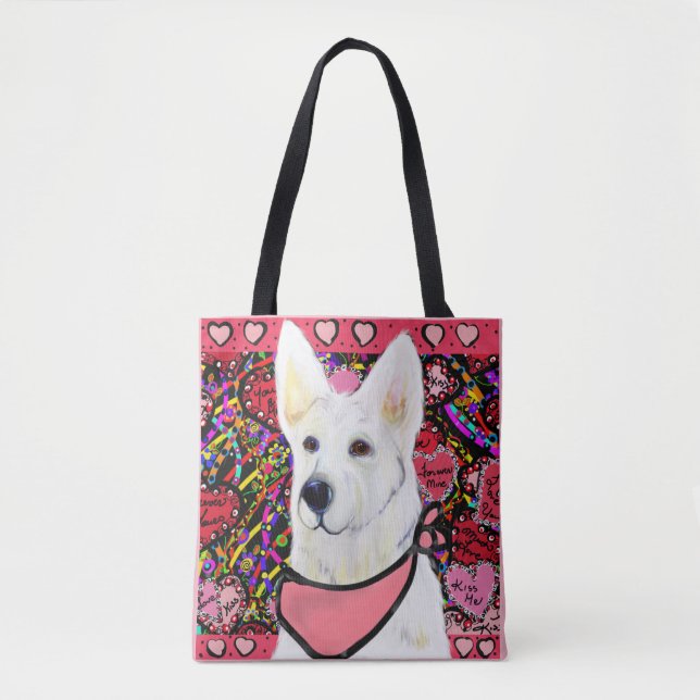White German Shepherd Tote Bag (Front)