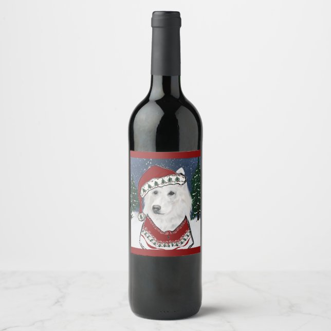 White German Shepherd  Wine Label (Front)