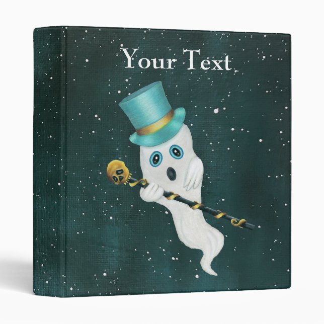 White Ghost in Top Hat With Skull Cane in Dark Sky Binder (Front/Spine)