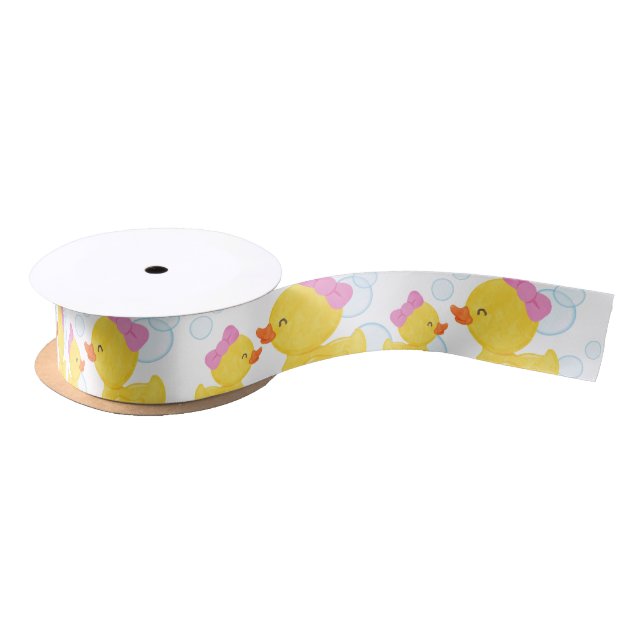 White Girl Rubber Duck Ribbon Satin Ribbon (Spool)