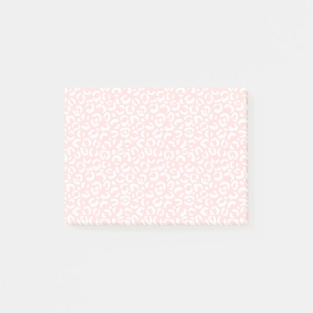 White Girly Blush Pink Leopard Print Post-it Notes (Front)