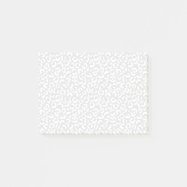 White Girly Grey Leopard Print Post-it Notes (Front)