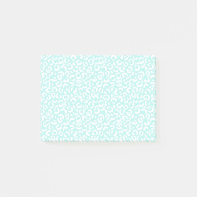 White Girly Mint Leopard Print Post-it Notes (Front)