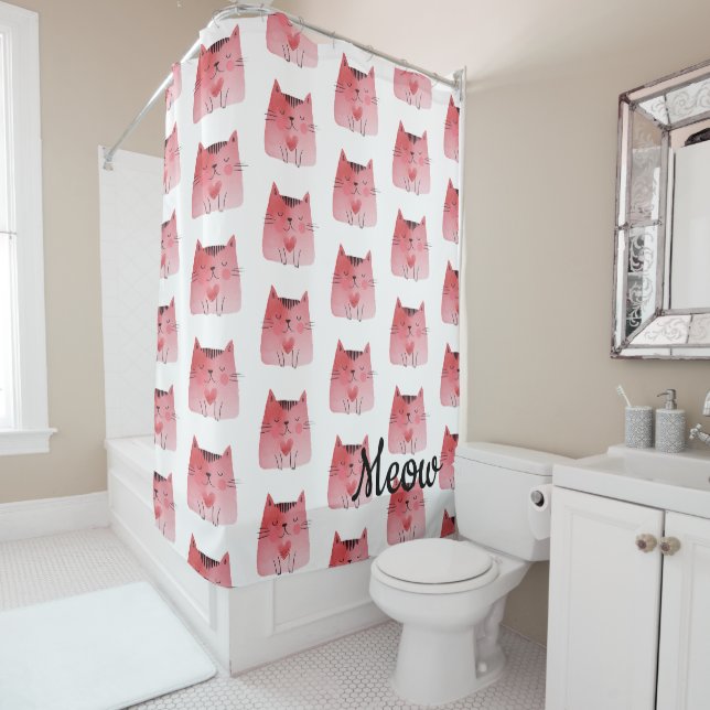 White Girly Pink Heart Cats  (In Situ)