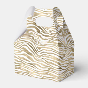 White Glam Gold Zebra Animal Print Favor Box