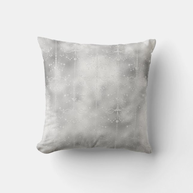 White Glam Throw Pillow (Front)