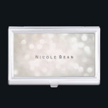 White Glamour Bokeh Lights Business Card Holder<br><div class="desc">White Glamour Bokeh Lights Business Card Holder. Customize with any text or leave it blank.</div>