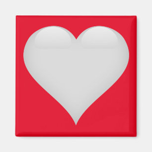 White Glass Heart Customizable Magnet