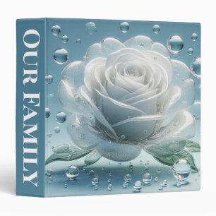 White Glass Rose with Bubbles Binder