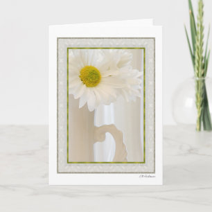 White glass with daisies 4 card