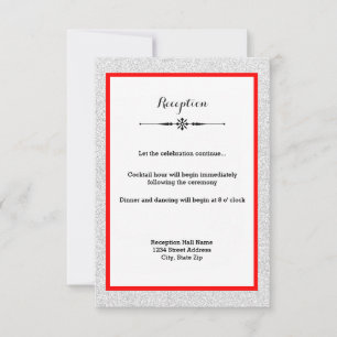 White Glitter and Red Frame- Reception Invitation