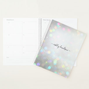 White Glitter Dust Personalized Yearly Planner