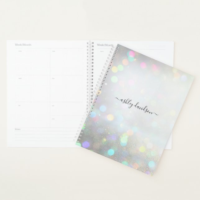 White Glitter Dust Personalized Yearly Planner (Display)