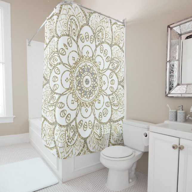 White Glitter & Gold Floral Mandala (In Situ)