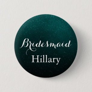 white & Glitter Green Wedding Team Bride 2 Inch Round Button