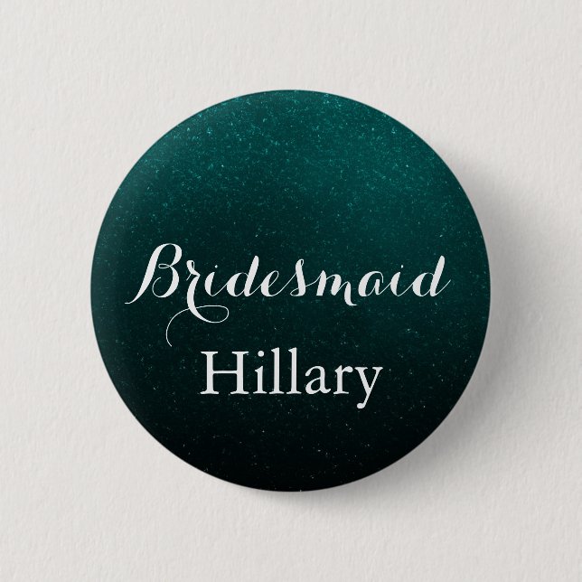 white & Glitter Green Wedding Team Bride 2 Inch Round Button (Front)