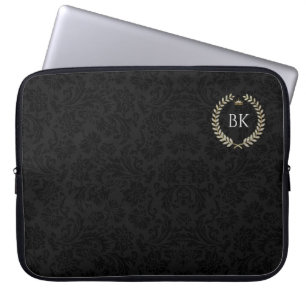 White glitter Laure wreath monogram Laptop Sleeve