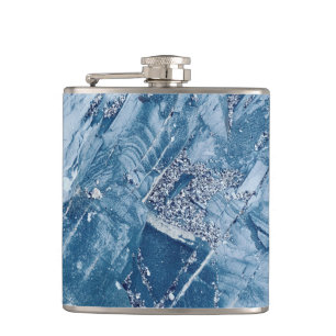 White Glitter & Marble Hip Flask