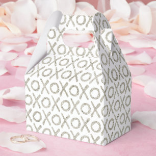 White Glitzy Silver XOXO Bridal Shower Wedding Favor Box