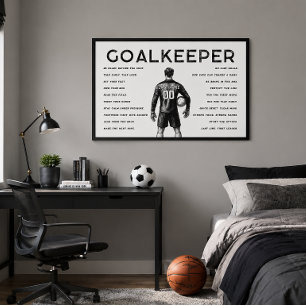 White Goalkeeper Soccer Motivational Wall Art