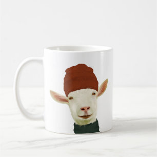 White Goat With Beanie Hat Mug