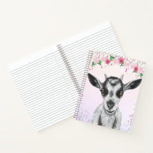 White Goat with Flowers Notebook