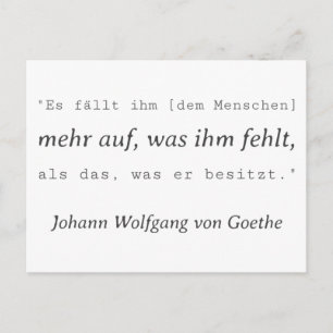 White Goethe citate What's missing Postcard