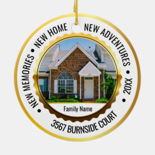 White & Gold 2 Photo New Home Christmas 2021 Ceram Ceramic Ornament