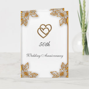 White Gold  50th Wedding Anniversary Card