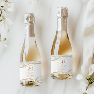 White Gold Agate 30th Wedding Anniversary Party Sparkling Wine Label