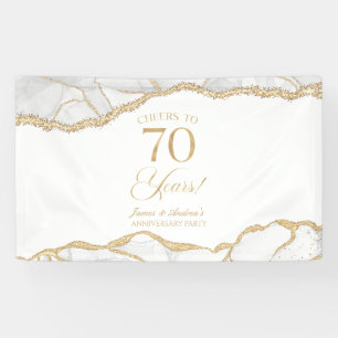 White Gold Agate 70th Wedding Anniversary Party Banner