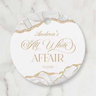 White Gold Agate All White Affair Birthday Party Favour Tags