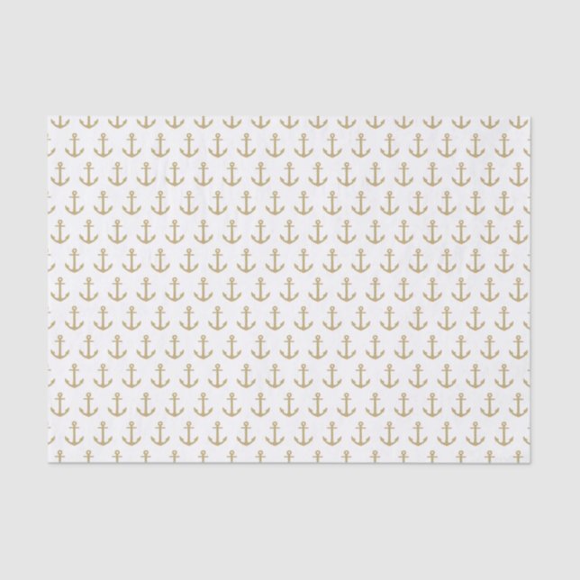 White & Gold Anchors Away | Tissue Paper (Front)