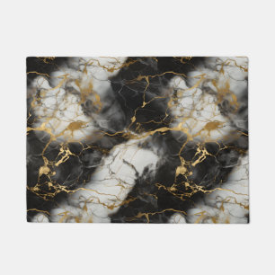 White, Gold and Black Luxury Marble Elegant Doormat