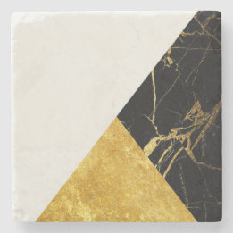 White Gold and Black Marble Stone Coaster