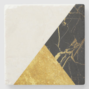 White Gold and Black Marble Stone Coaster