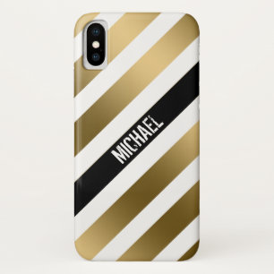 White Gold And Black Stripes Pattern Case-Mate iPhone Case