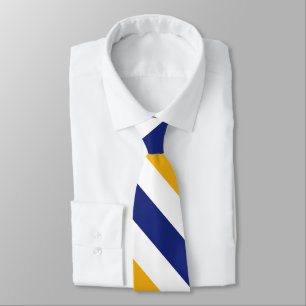 White Gold and Blue University Stripe Tie