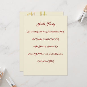 White, Gold and Red Christmas Party Invitation