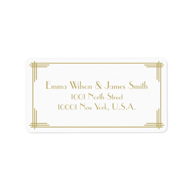 White Gold Art Deco Great Gatsby Address Labels (Front)