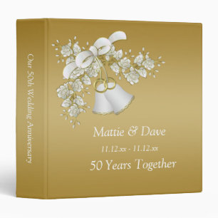 White & Gold Bells 50th Wedding Anniversary Binder