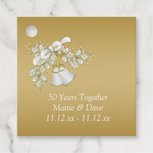 White & Gold Bells 50th Wedding Anniversary Favour Tags