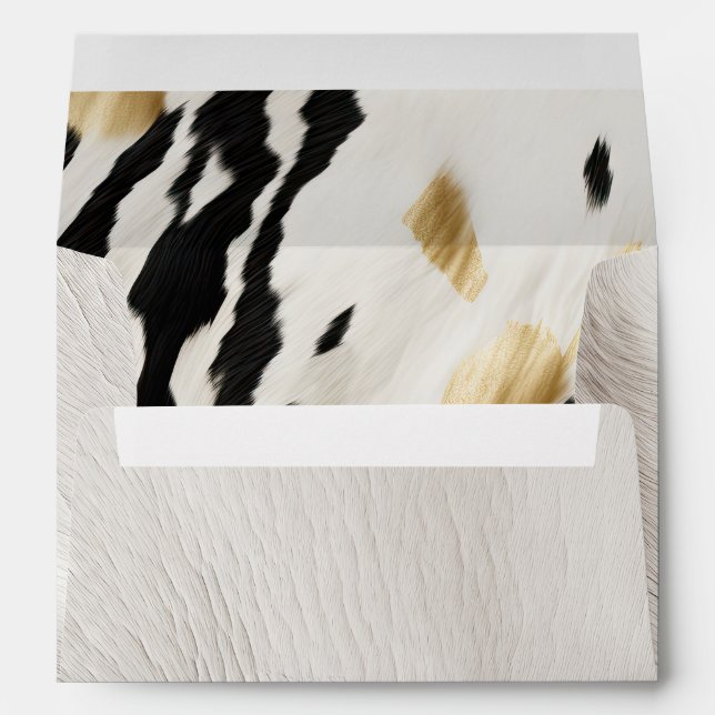 White Gold Black Southwest Cowhide Envelope (Back (Bottom))
