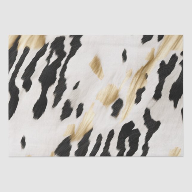 White Gold Black Southwest Cowhide Tissue Paper (Front)