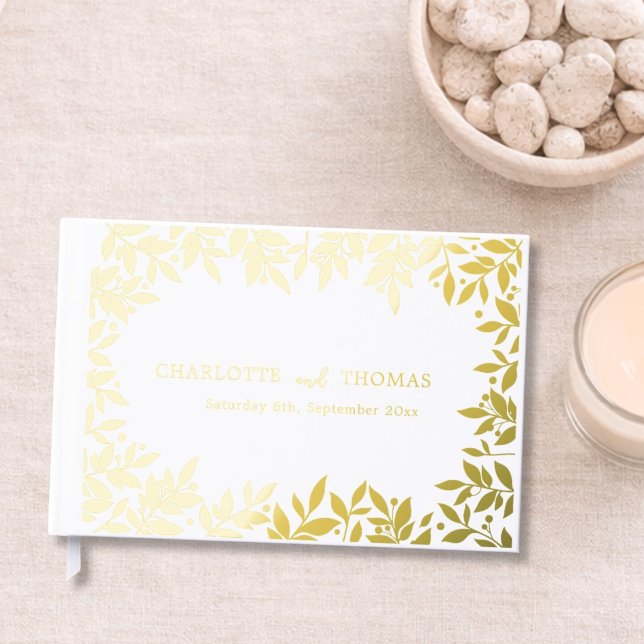 White gold botanical wedding  guest book (Creator Uploaded)