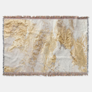 White-gold brush painted texture. throw blanket