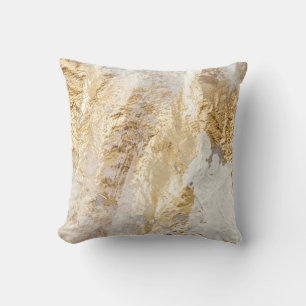 White-gold brush painted texture. throw pillow