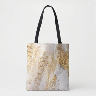White-gold brush painted texture. tote bag